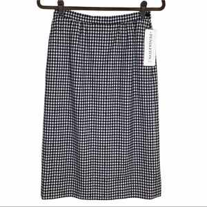 Vintage Pendleton Skirt Womens Small Gingham Plaid Wool Black White Red 80s 90s